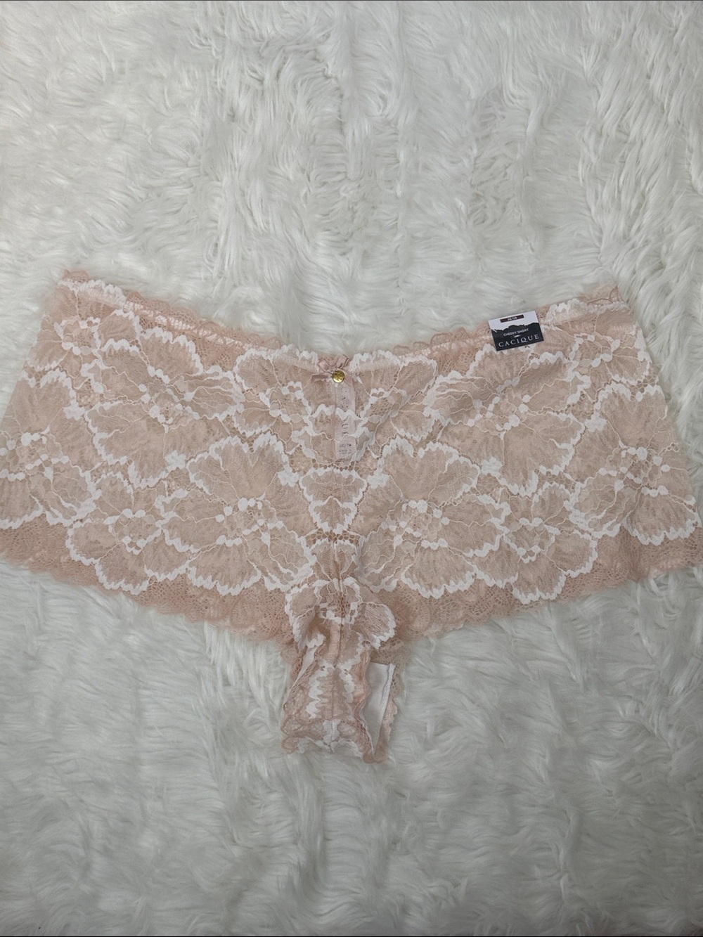 Women's Cacique Stretch Lace Cheeky Short Panties Cream Tones Size 26/28 NWT